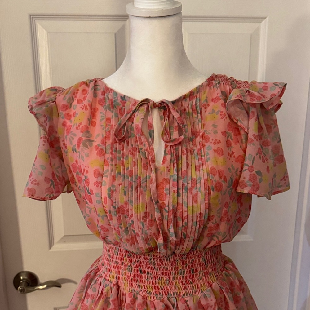 Pink Floral Ruffle Dress - Picture 2 of 9